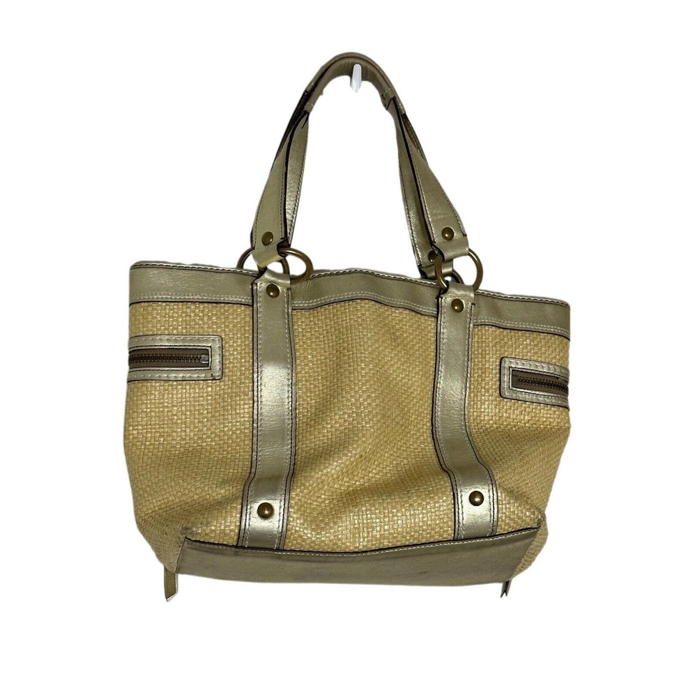 COACH Vintage Metallic Straw Leather Woven Tote Hand Bag - Picture 10 of 10